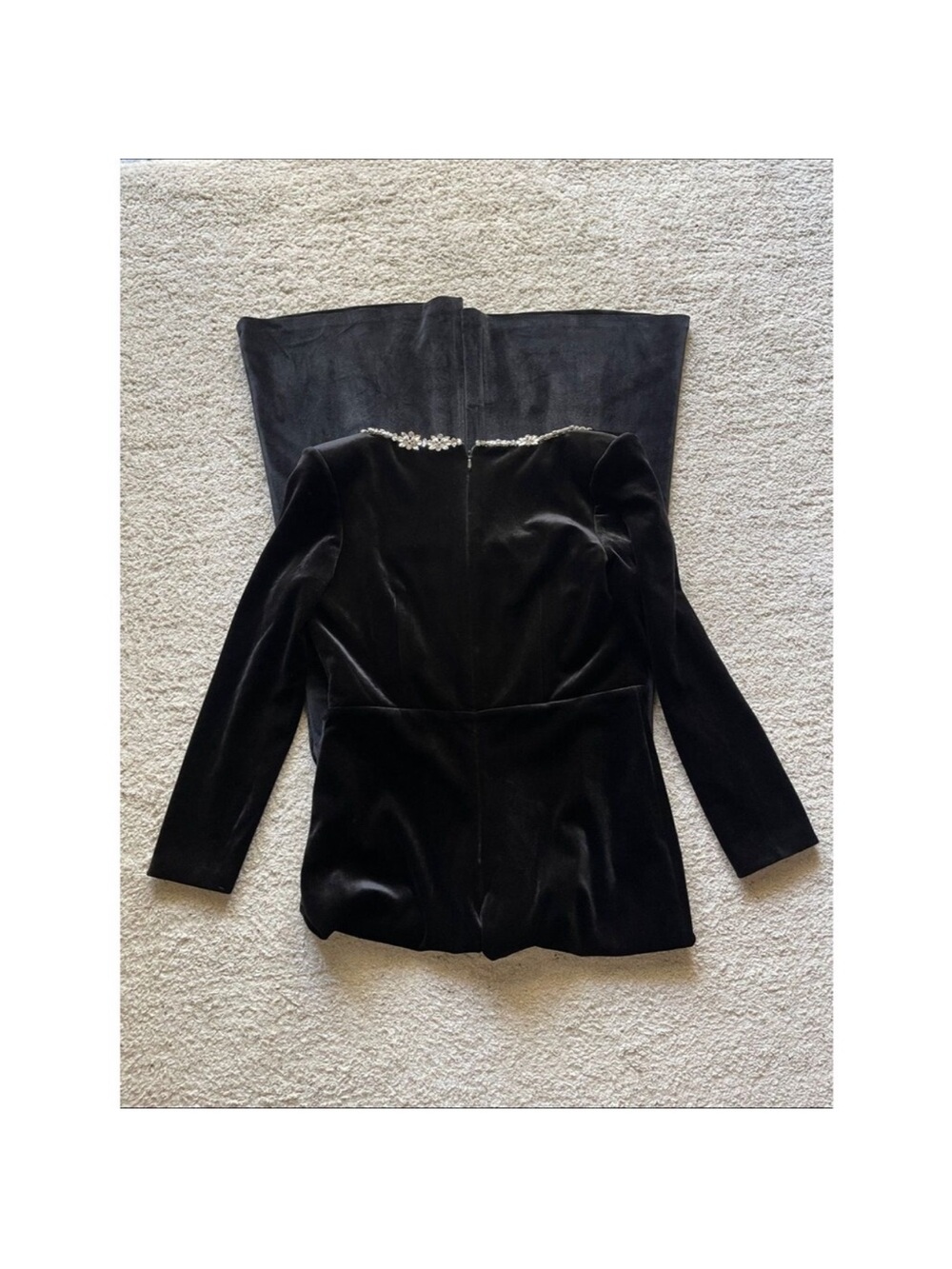 Nadine Merabi Kimberly Velvet Jumpsuit Long Sleeve Black - Picture 7 of 10